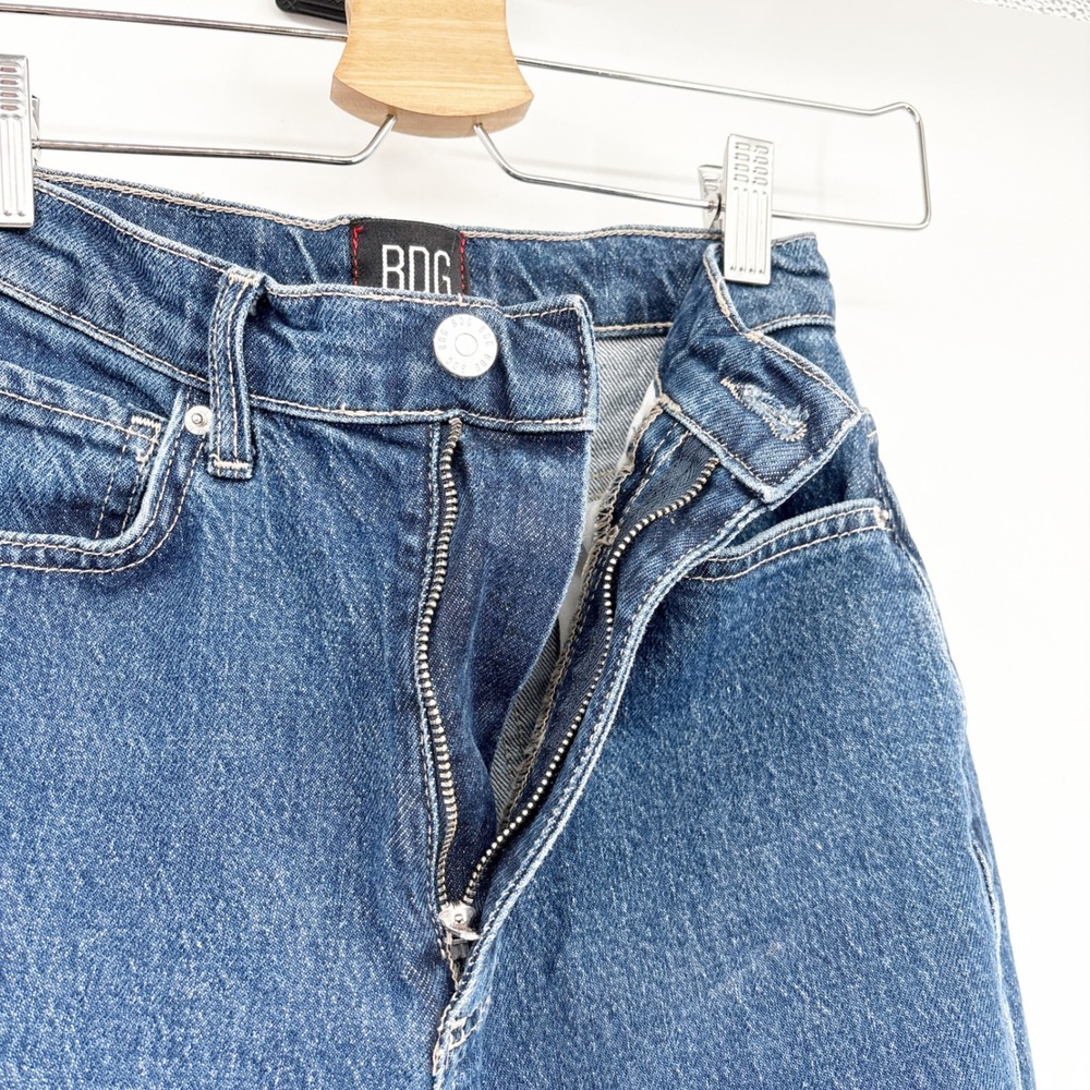 BDG UO Womens A-Wide High Rise Raw Hem Wide Barrel Leg Blue Denim Jeans Size 24 - Picture 4 of 7
